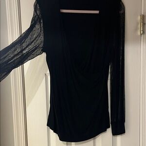 Elegant Black Lace Sleeve Top